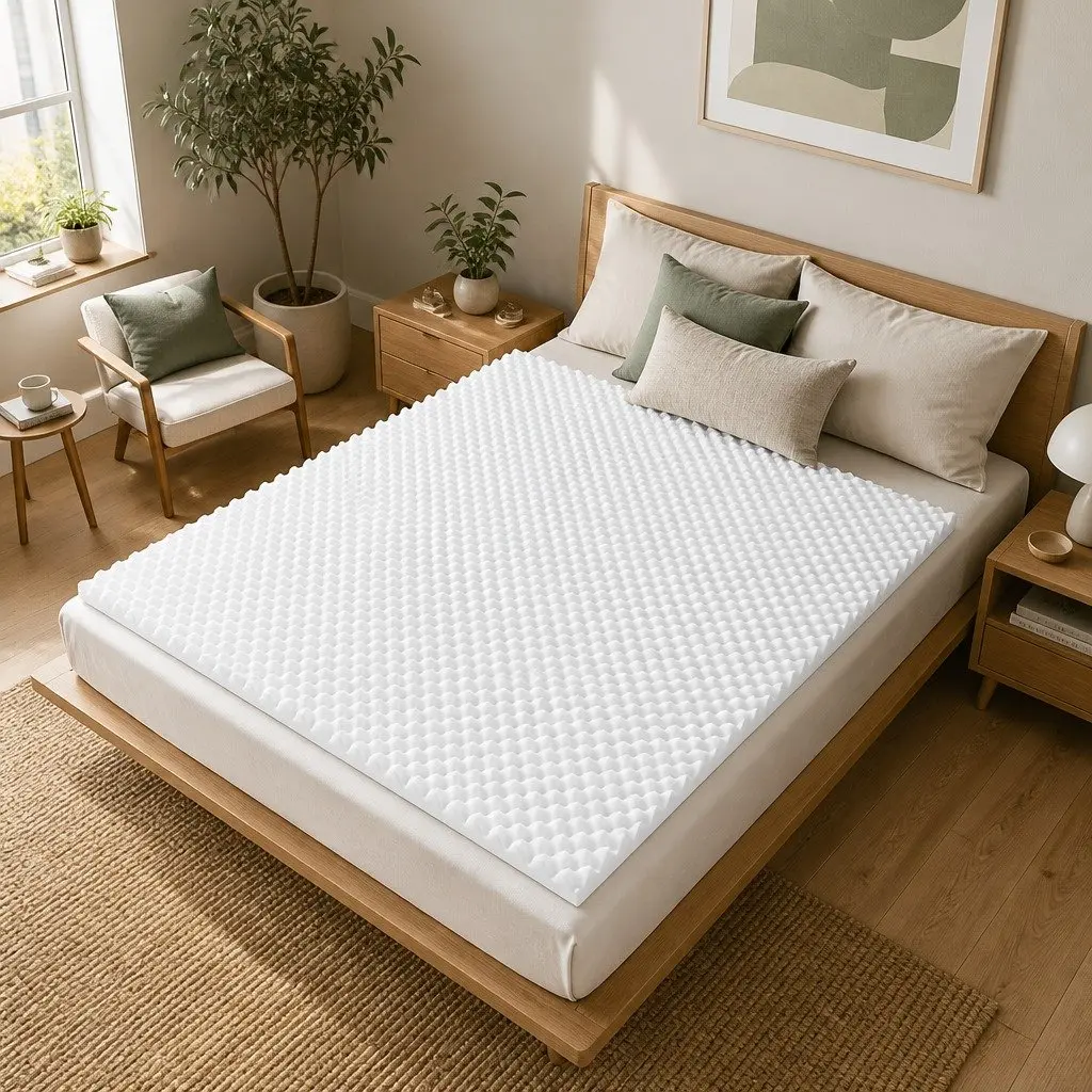 Foam Mattress Topper Egg Crate Comfort Support 5cm Double White