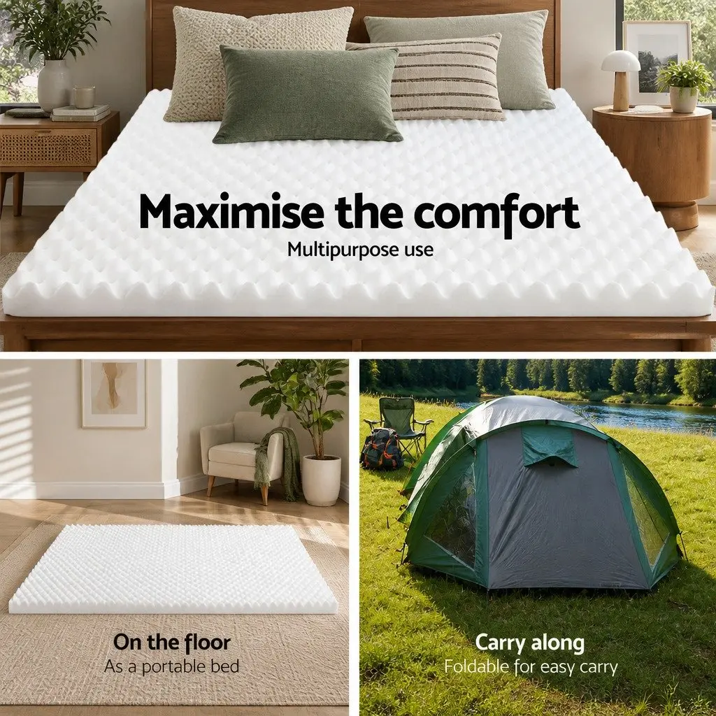 Foam Mattress Topper Egg Crate Comfort Support 5cm Double White