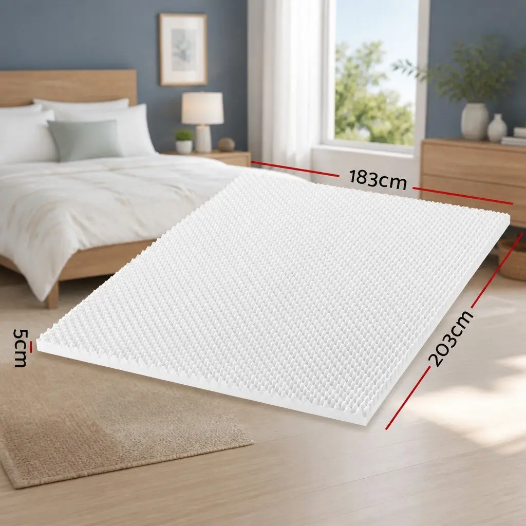 Memory Foam Mattress Topper Egg Crate 5cm King White Pressure Relief Support