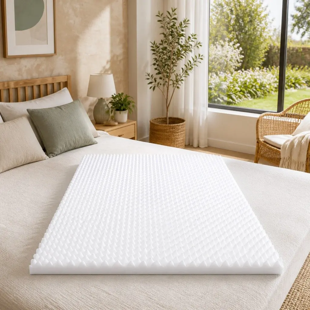 Memory Foam Mattress Topper Egg Crate 5cm Queen Bed White Comfort Layer Support