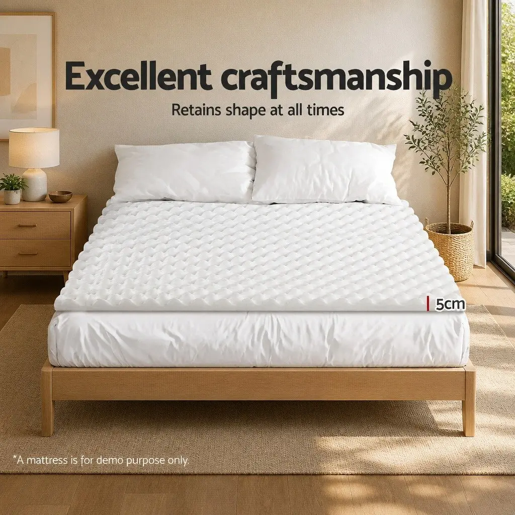 Memory Foam Mattress Topper Egg Crate 5cm Queen Bed White Comfort Layer Support