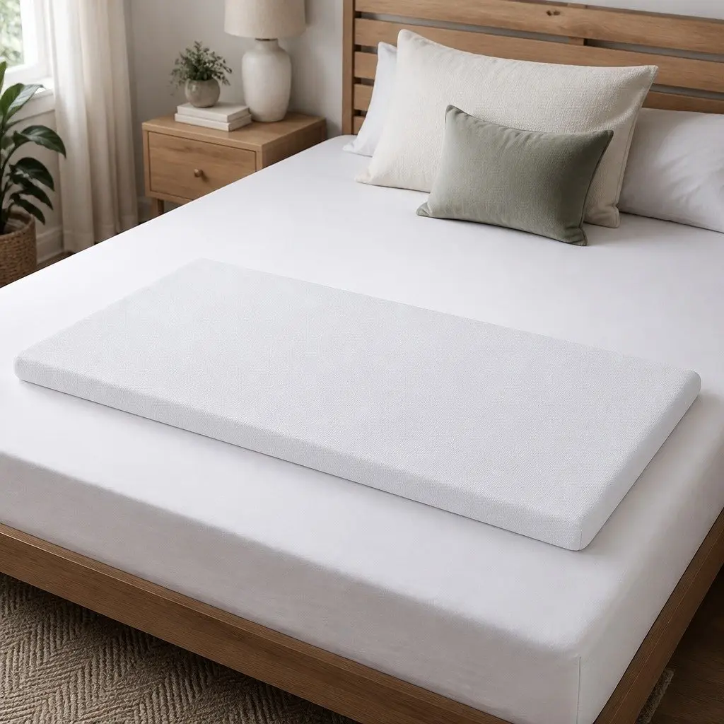 Memory Foam Mattress Topper 8cm Double Cool Gel Breathable Bamboo Cover White