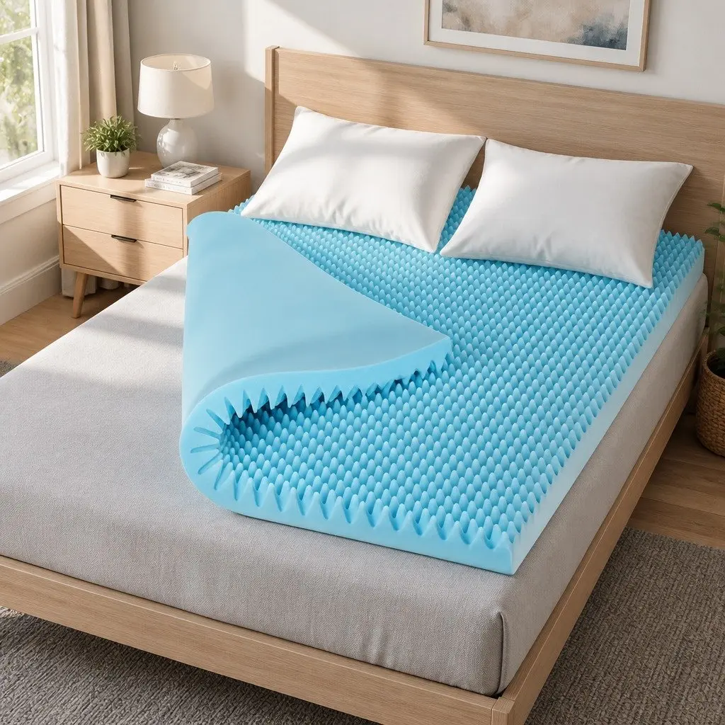 Memory Foam Mattress Topper 8cm Double Cool Gel Breathable Bamboo Cover White