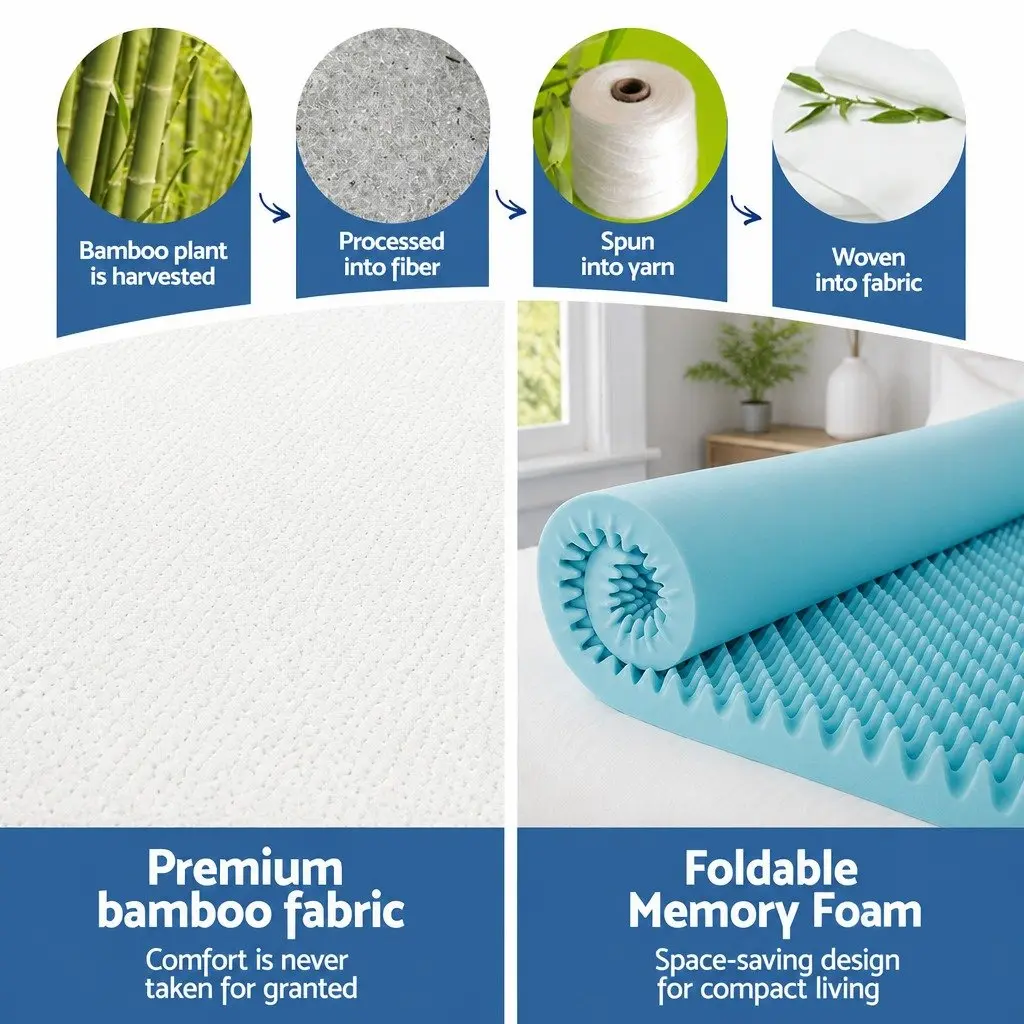Memory Foam Mattress Topper 8cm Pressure Relief King Size Cool Gel Bamboo Cover