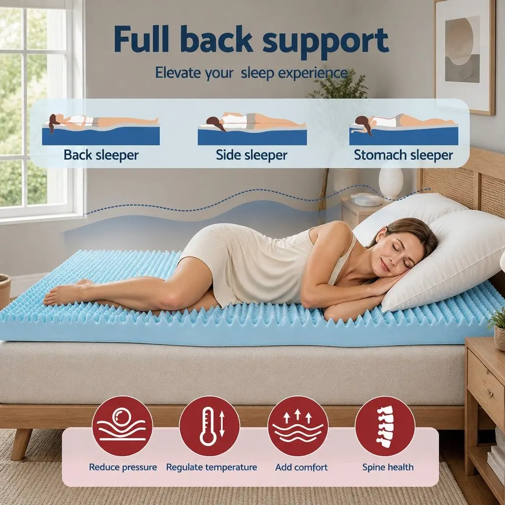 Memory Foam Mattress Topper 8cm Pressure Relief King Single White