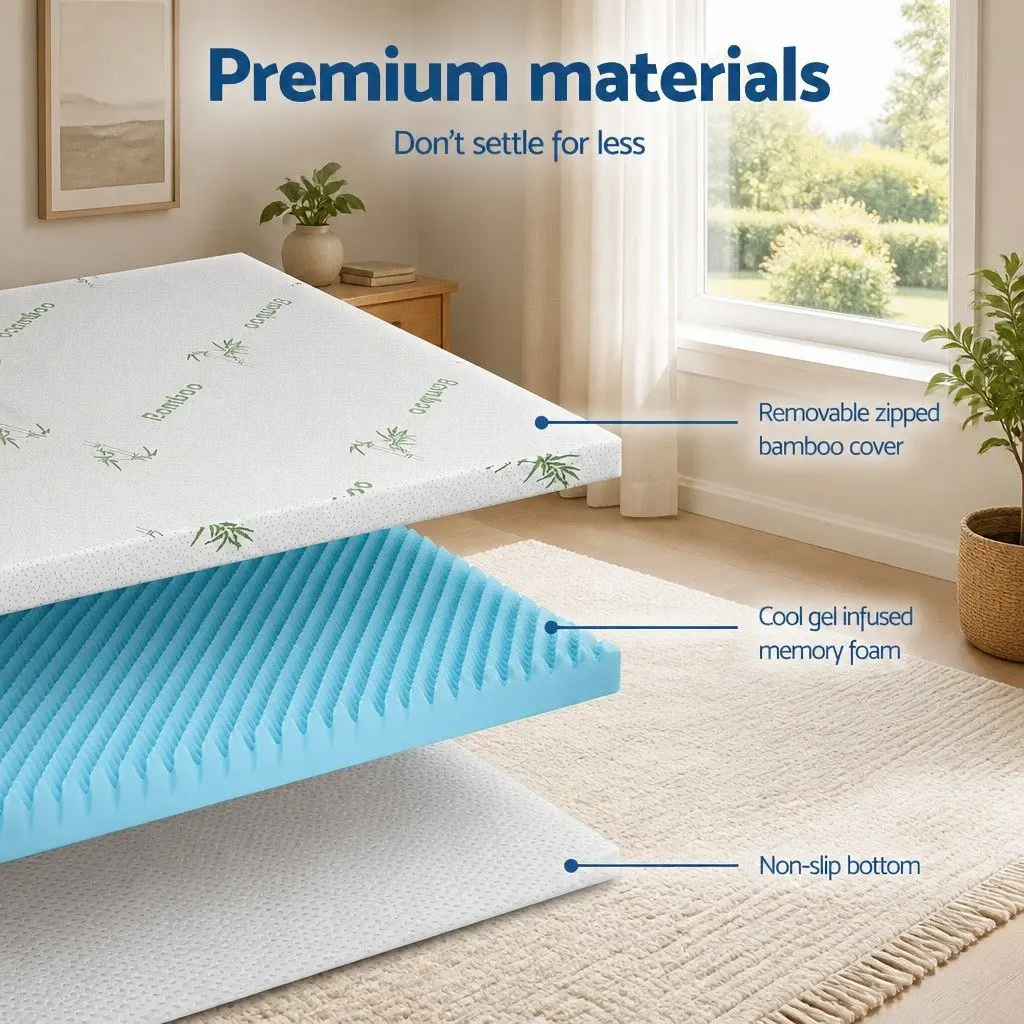 Memory Foam Mattress Topper 8cm Pressure Relief King Single White