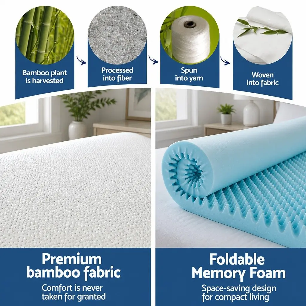 Memory Foam Mattress Topper 8cm Pressure Relief King Single White