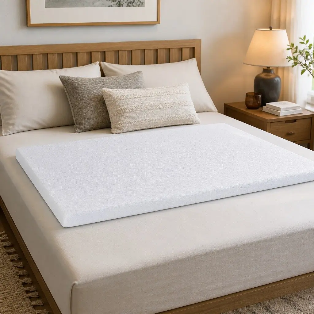 Memory Foam Mattress Topper 8cm Pressure Relief Queen Size White