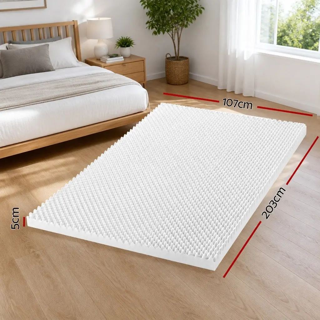 Memory Foam Mattress Topper Egg Crate 5cm King Single White Comfort Layer