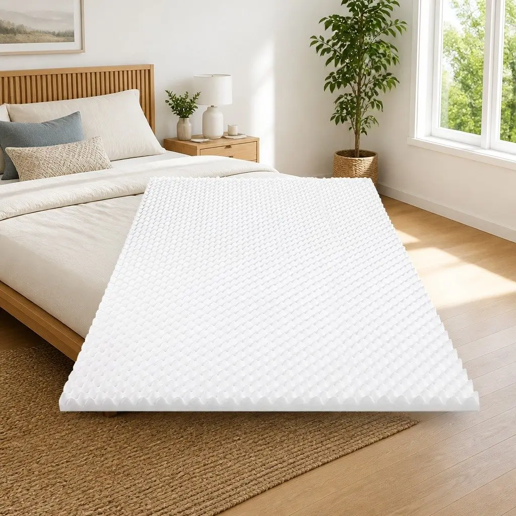 Memory Foam Mattress Topper Egg Crate 5cm King Single White Comfort Layer
