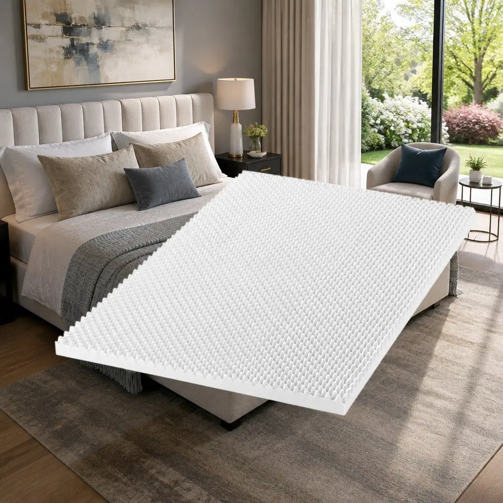 Memory Foam Mattress Topper Egg Crate 5cm King Single White Comfort Layer