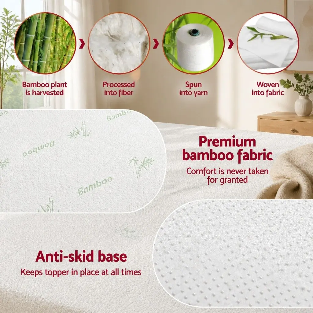 Memory Foam Mattress Topper King 12cm Ventilated Cool Gel Bamboo Cover