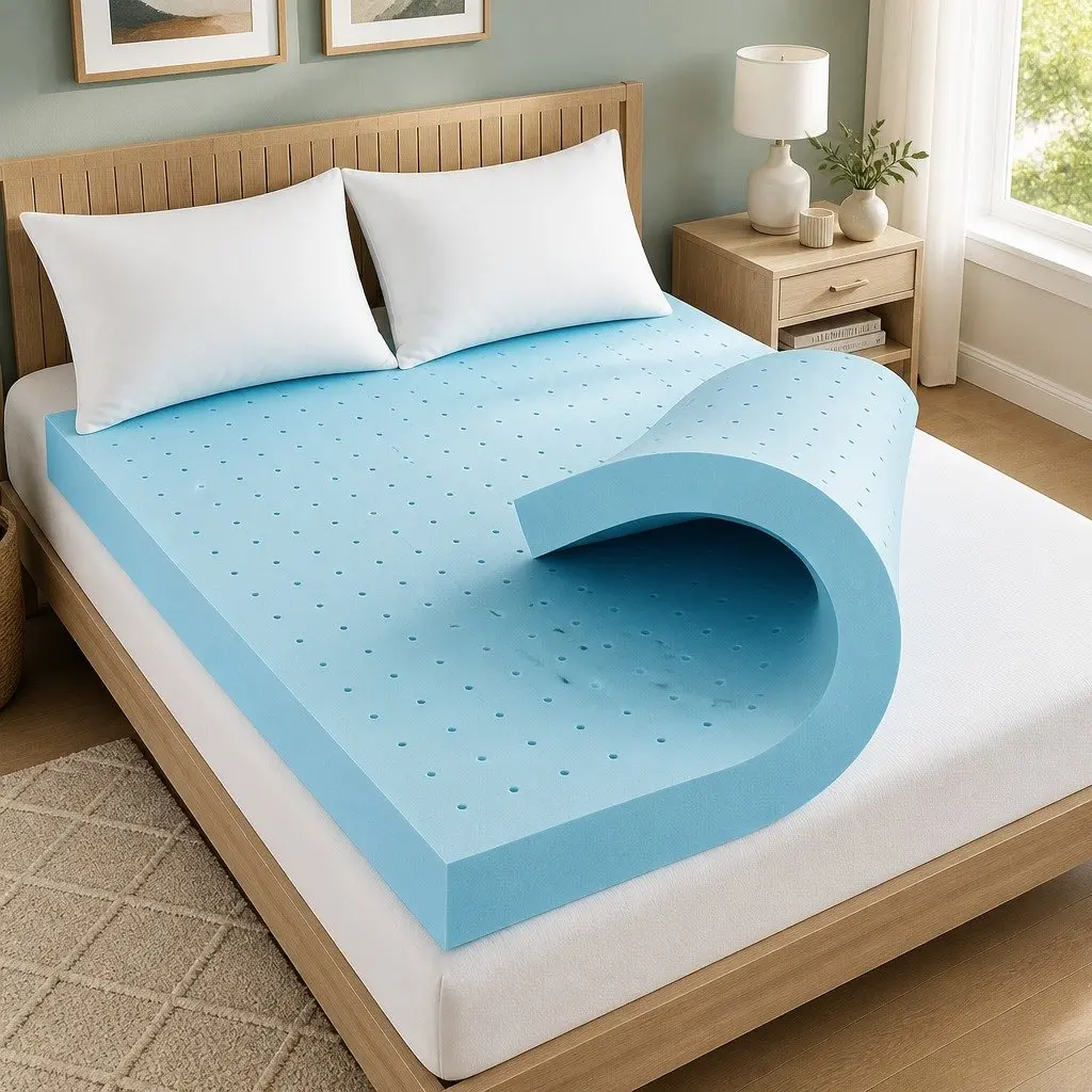 Memory Foam Mattress Topper King 12cm Ventilated Cool Gel Bamboo Cover
