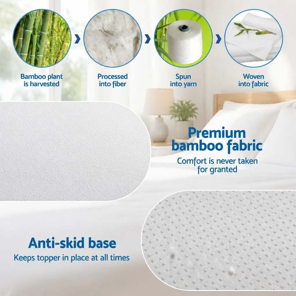 Mattress Topper Memory Foam 12cm King Single Blue Ventilated Gel Bamboo Cover