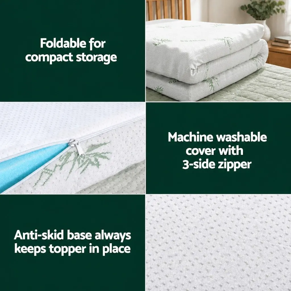 Memory Foam Mattress Topper 8cm King Bed Comfort Support Blue