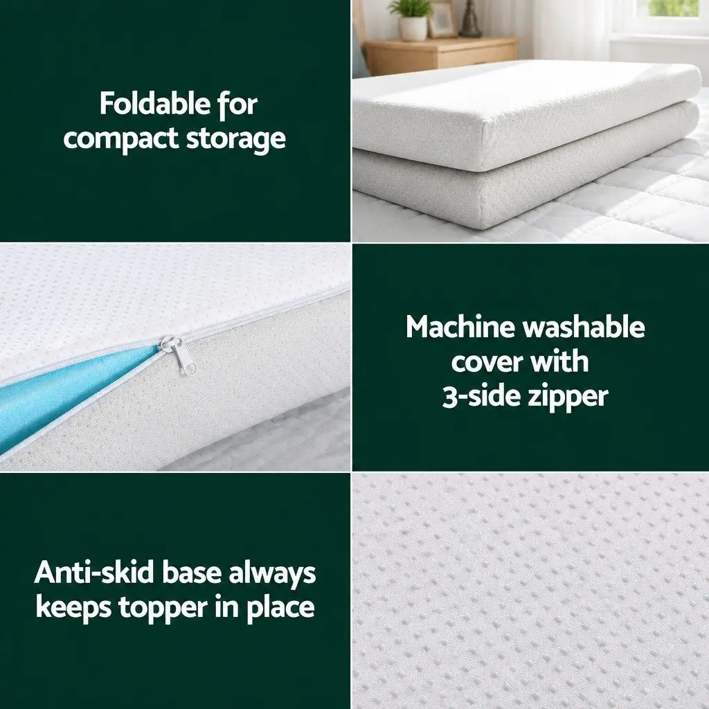 Memory Foam Mattress Topper 8cm King Single Ventilated Cool Gel Blue