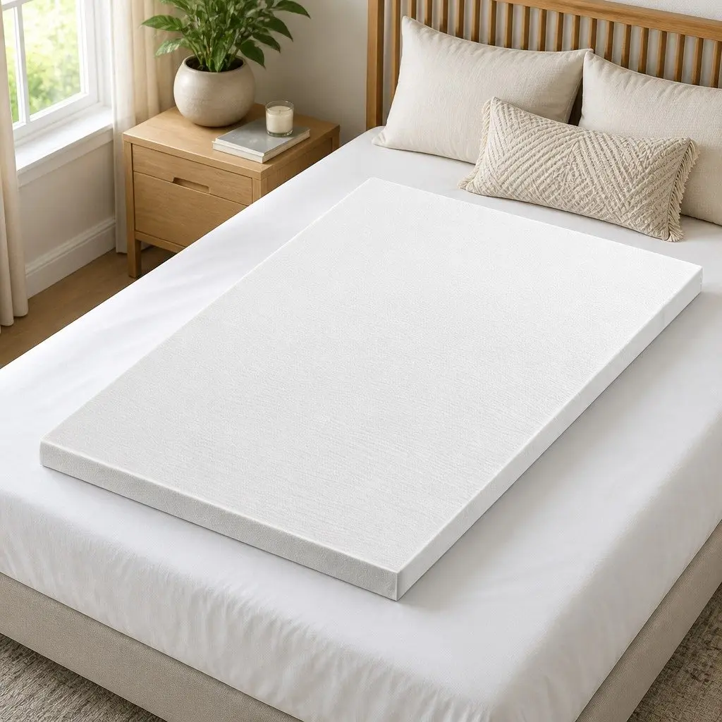 Memory Foam Mattress Topper Single 8cm Ventilated Gel Bamboo Cover Blue