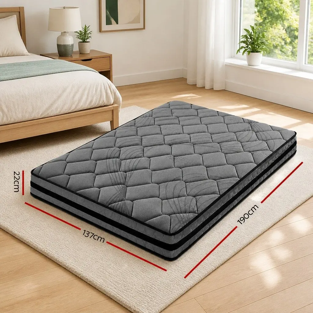Double Mattress Medium Firm 22cm Pocket Spring Grey or Black