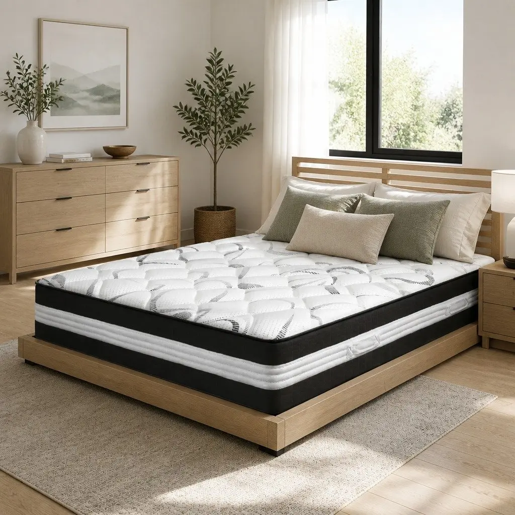 King Size Mattress Medium Firm 30cm White Pocket Spring Sleep Support