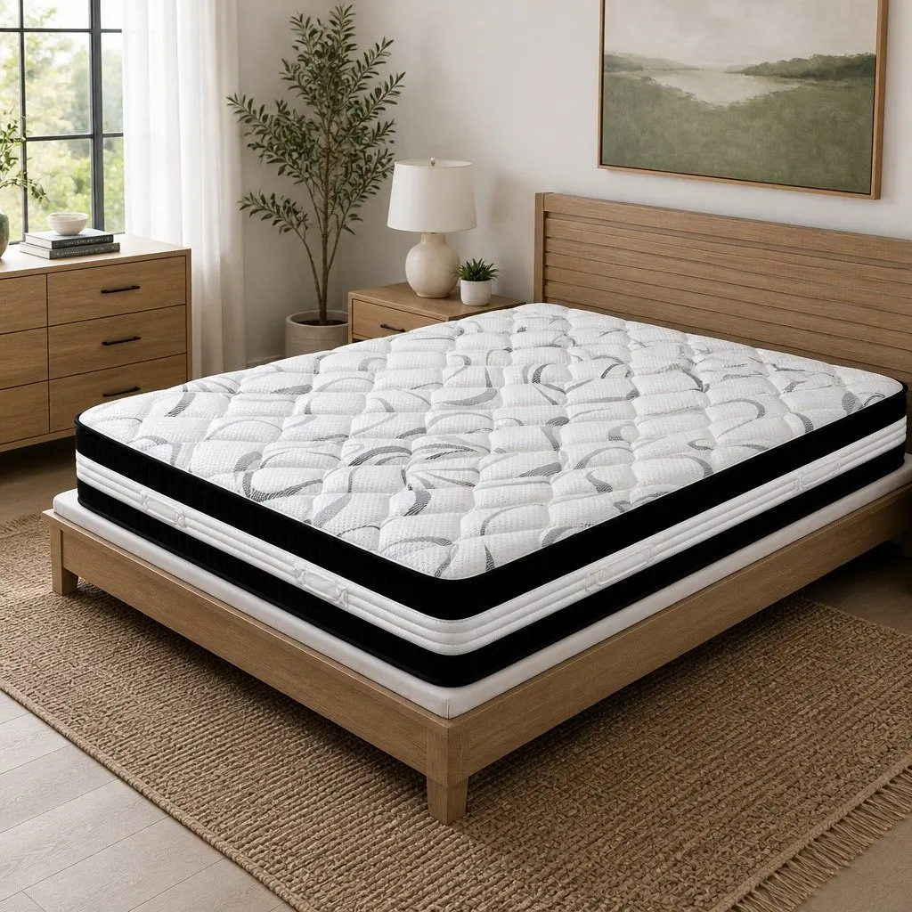 King Size Mattress Medium Firm 30cm White Pocket Spring Sleep Support