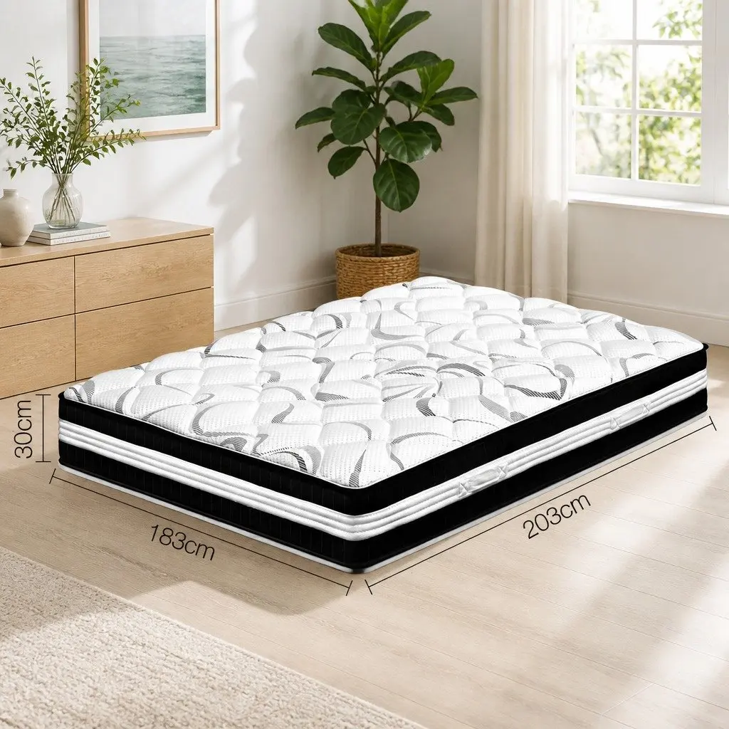 King Size Mattress Medium Firm 30cm White Pocket Spring Sleep Support