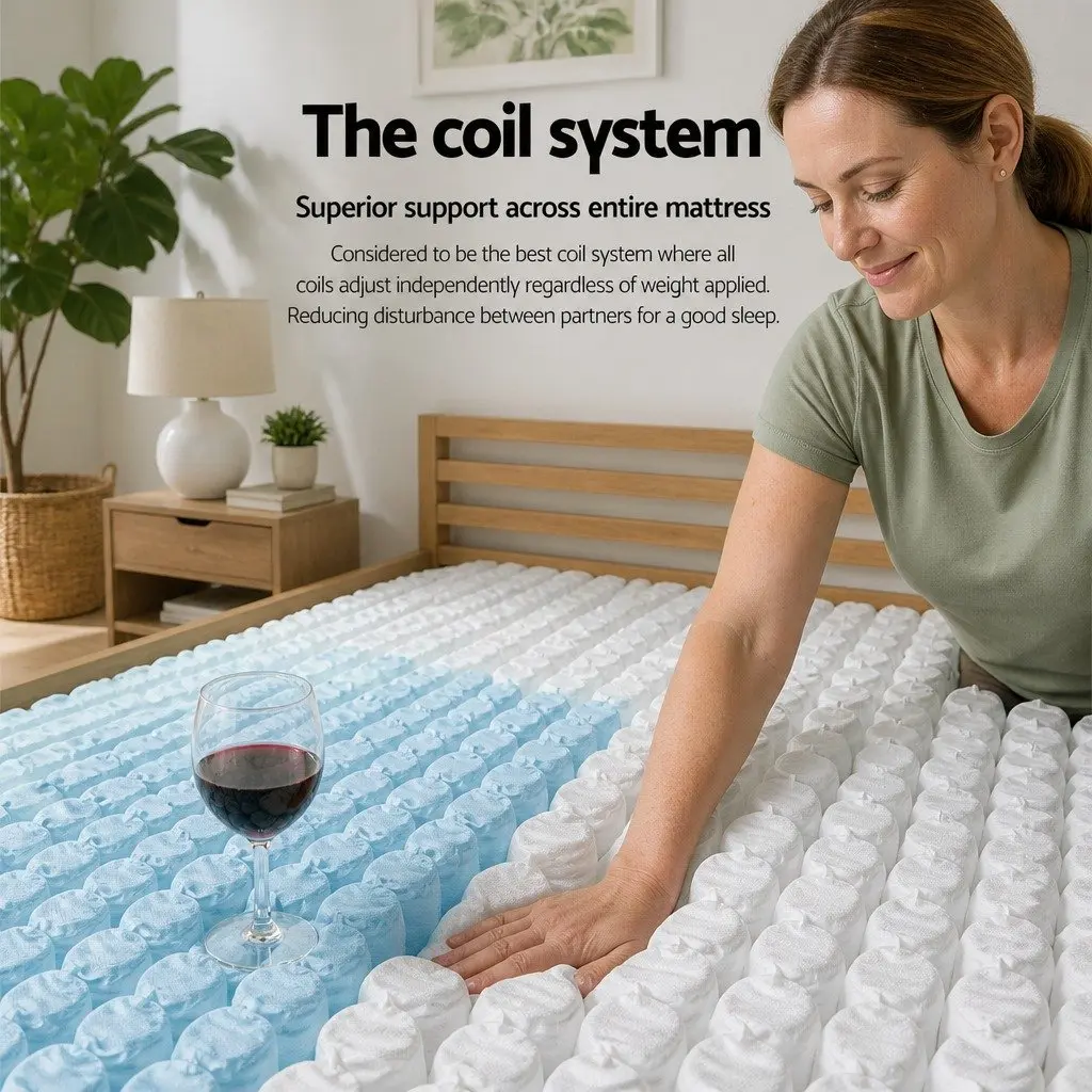 Queen Mattress 30cm Medium Firm Pocket Spring Bed Sleep Support Breathable