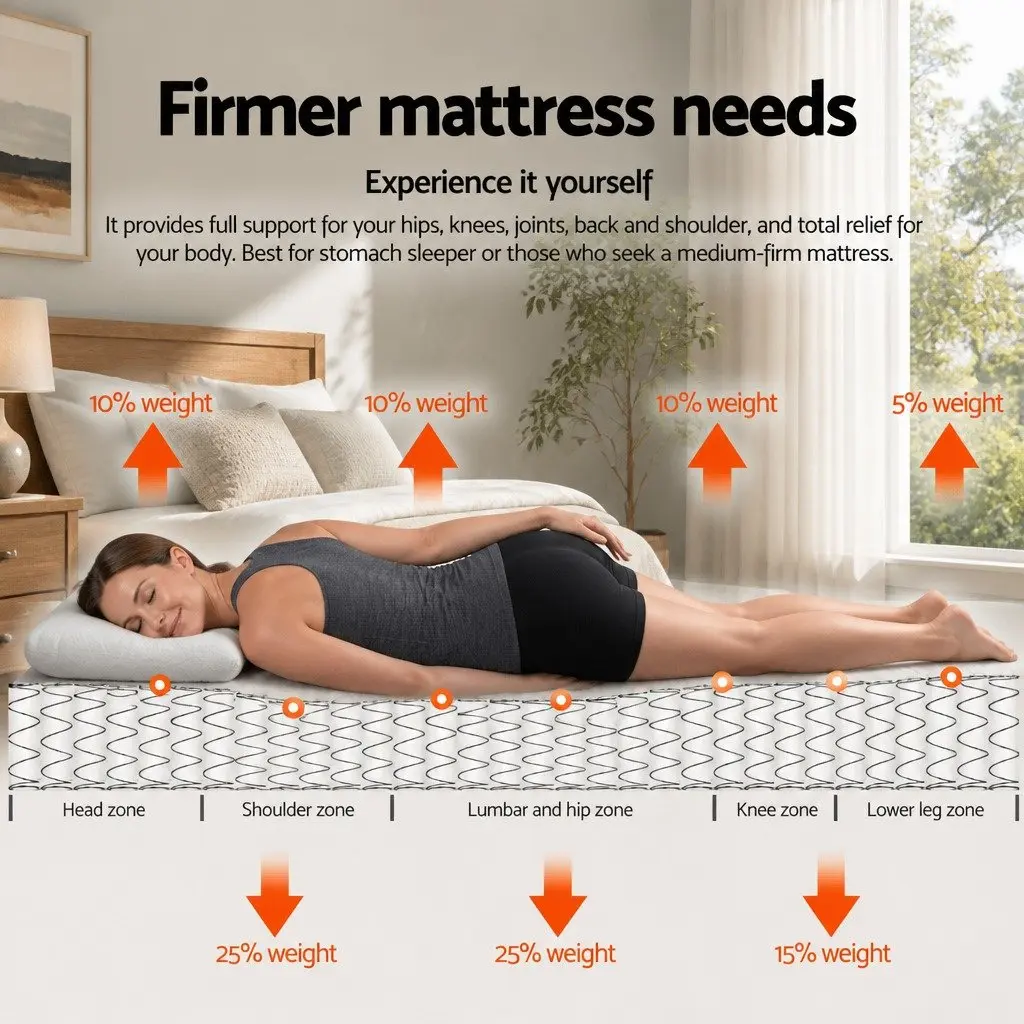 Single Mattress 30cm Medium Firm Pocket Spring Bed Sleep Support