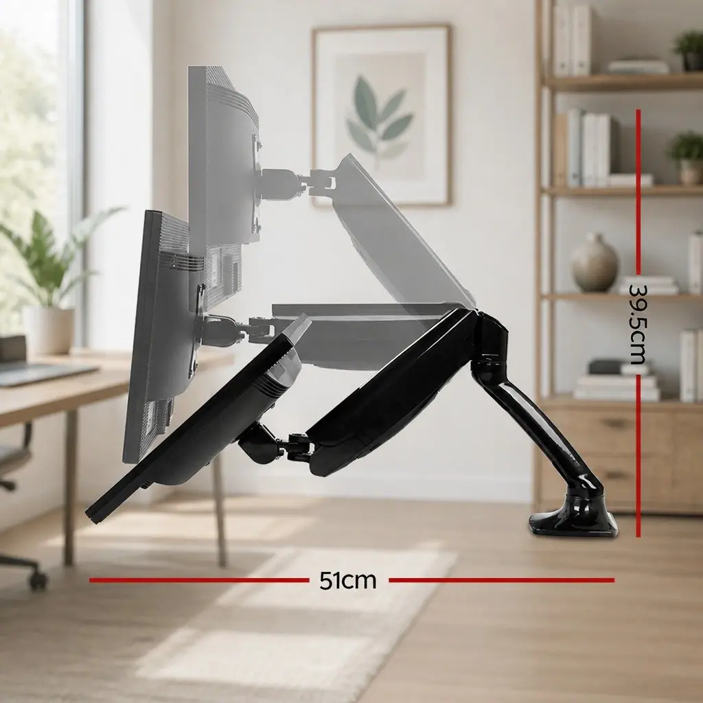 Single Monitor Arm Gas Spring Desk Mount Bracket Screen Holder 10-27 Inch