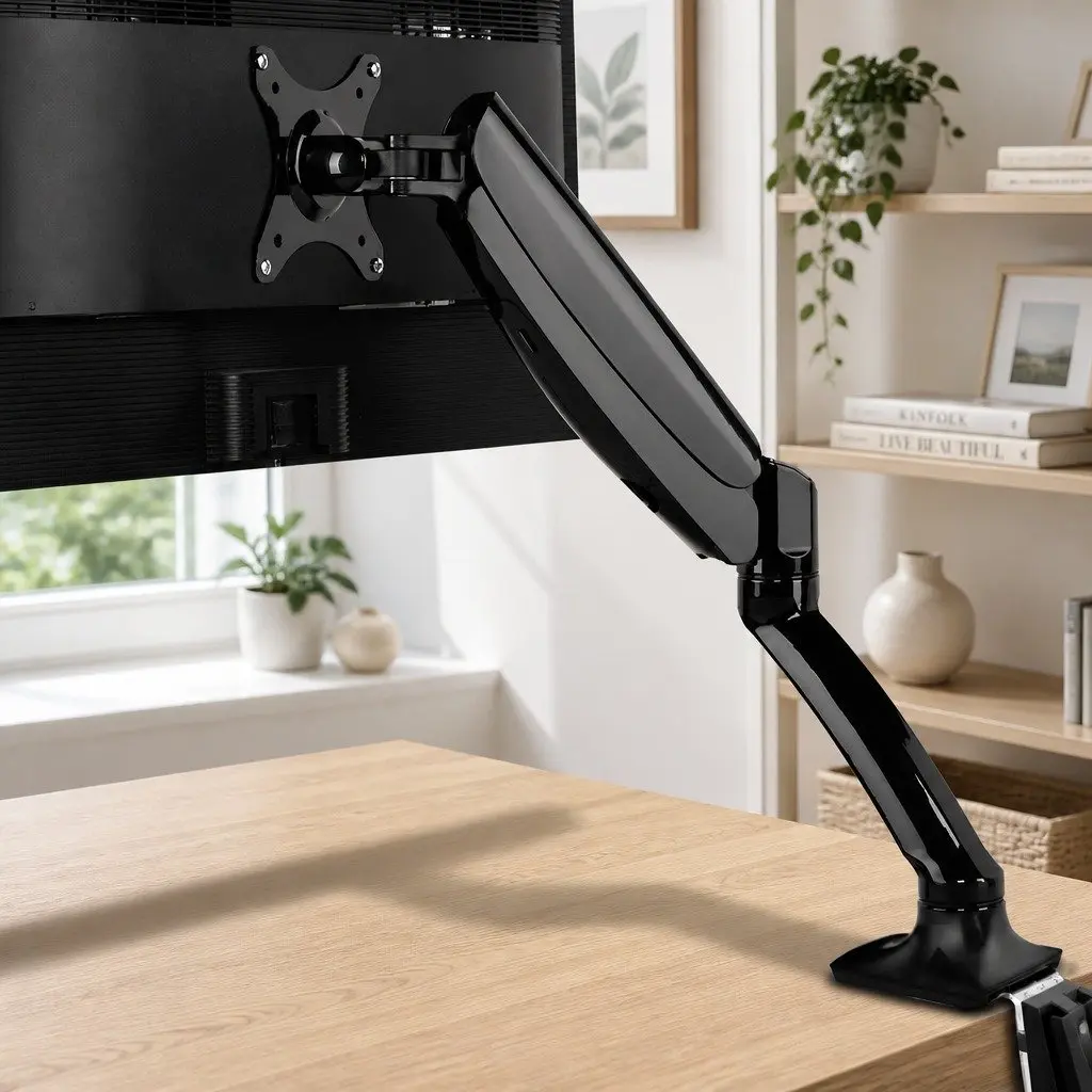 Single Monitor Arm Gas Spring Desk Mount Bracket Screen Holder 10-27 Inch