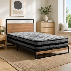 Reliable Single Bed Frame with Pocket Spring Mattress Set