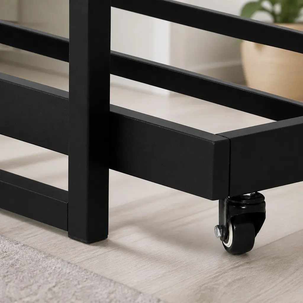 Single Size Metal Daybed Frame Black Industrial Style with Trundle for Bedroom Furniture