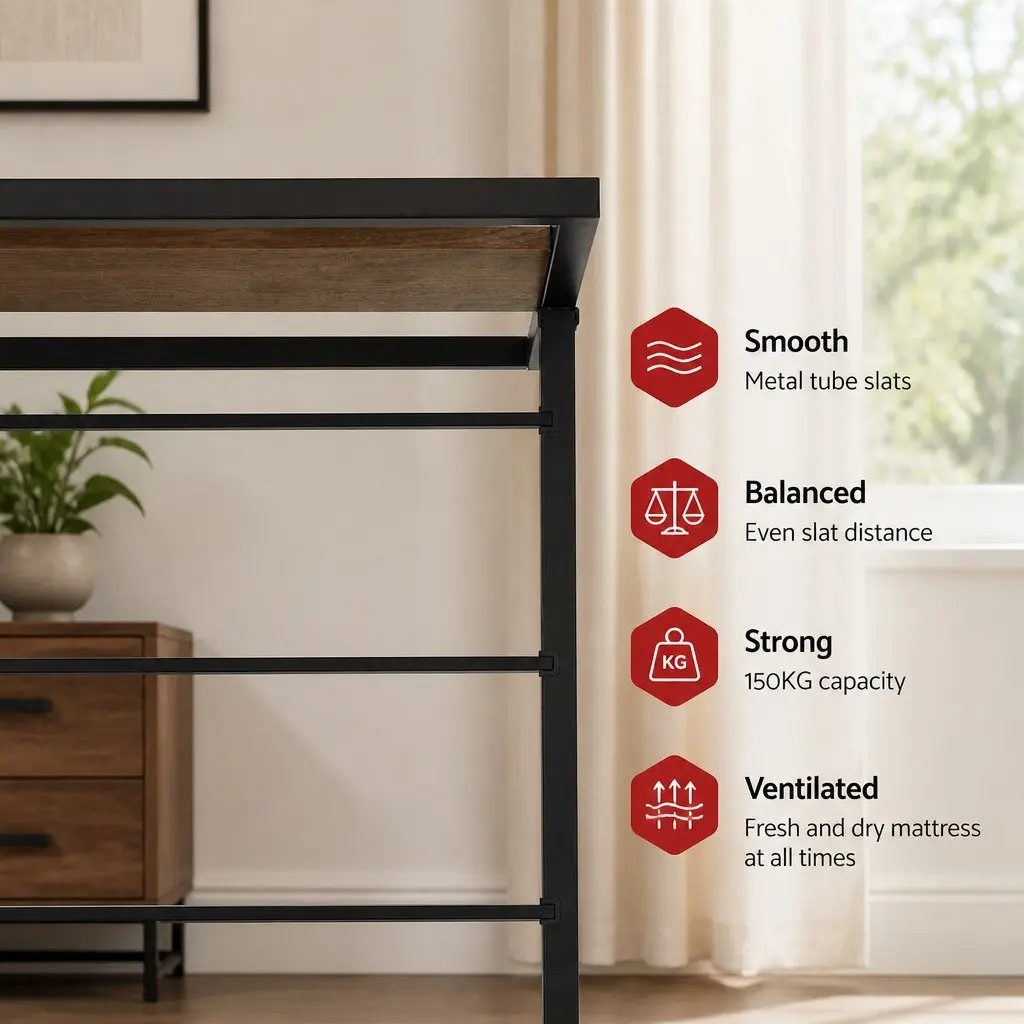 Single Size Metal Daybed Frame Black Industrial Style with Trundle for Bedroom Furniture