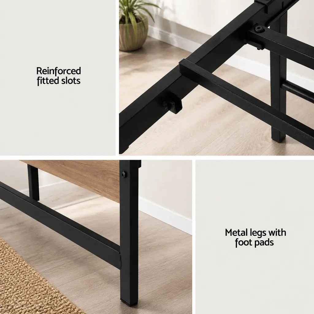 Double Size Bed Frame Metal Base Black Industrial Style Mattress Platform