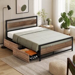 Durable Double Bed Frame with Ample Storage Options