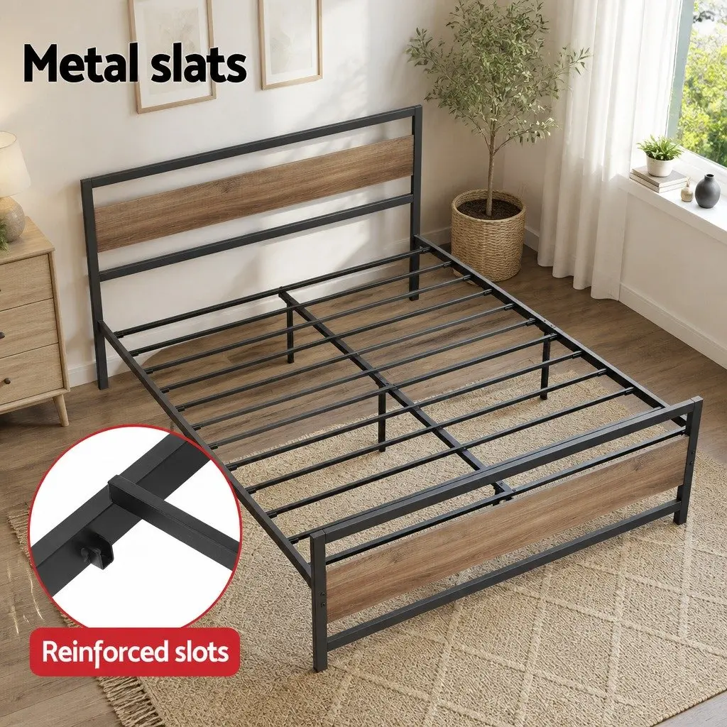 Double Bed Frame Metal Storage Drawers Industrial Bedroom Furniture Black