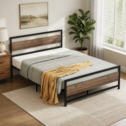 Reliable Queen Size Bed Frame with Industrial Style