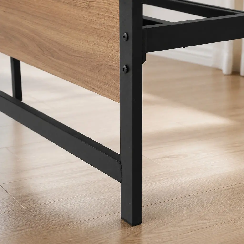 Queen Size Bed Frame with Industrial Style