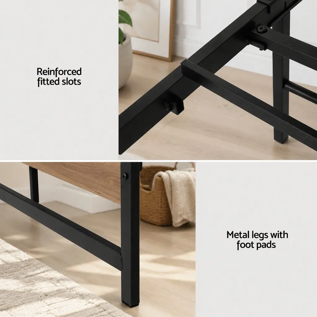 Queen Size Bed Frame with Industrial Style