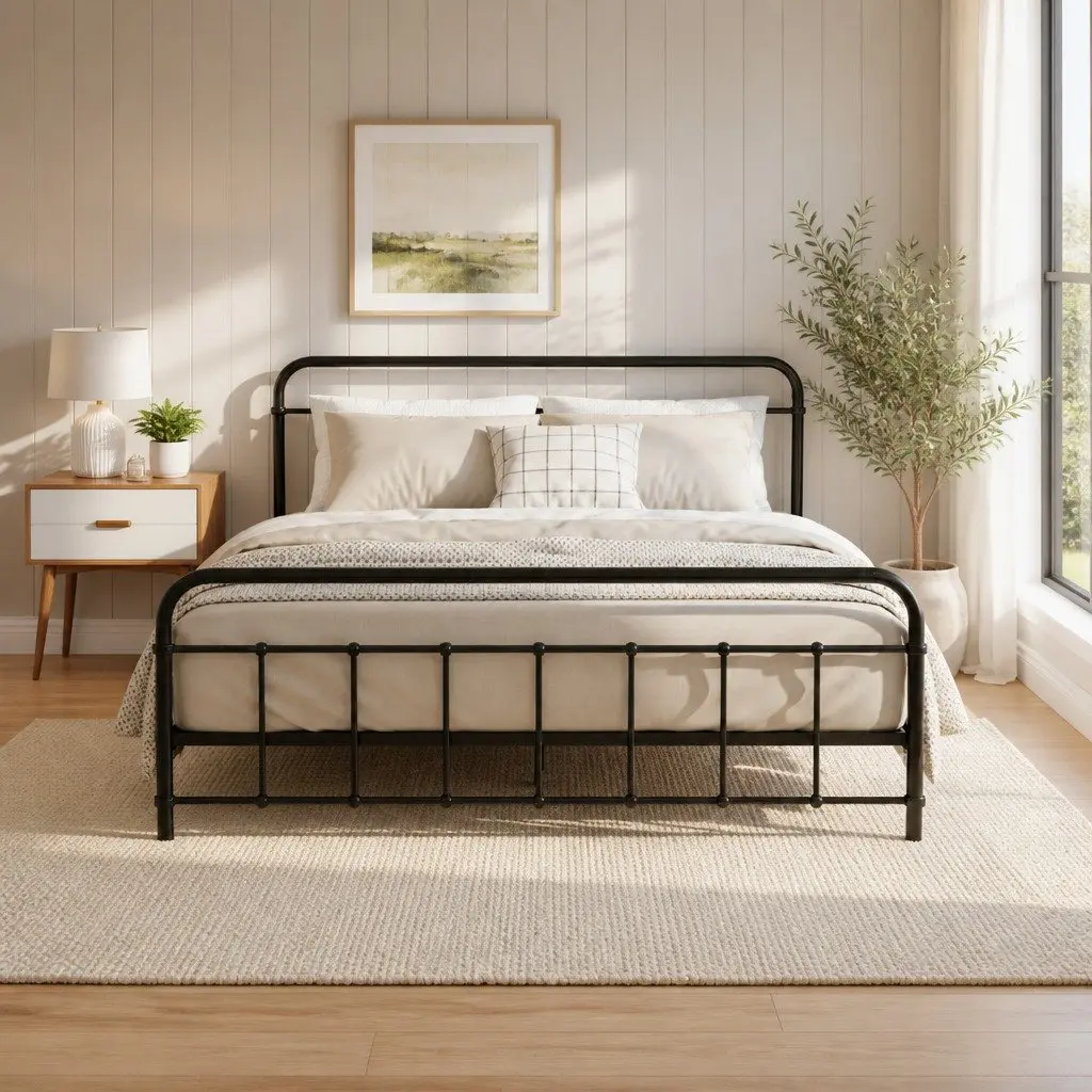 Queen Metal Bed Frame with Storage Space