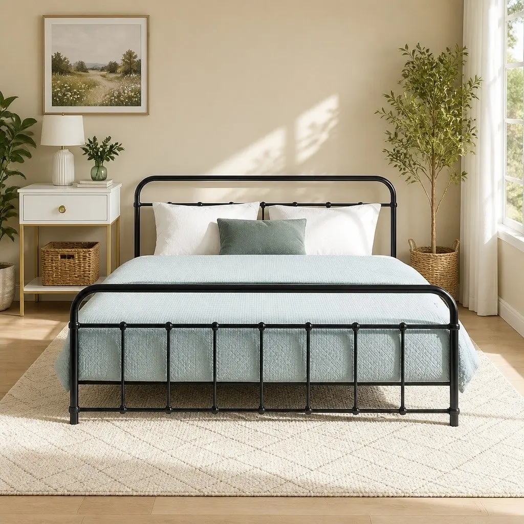 Queen Metal Bed Frame with Storage Space