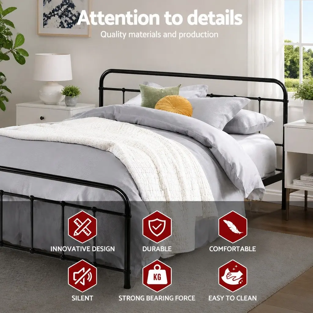 Queen Metal Bed Frame with Storage Space