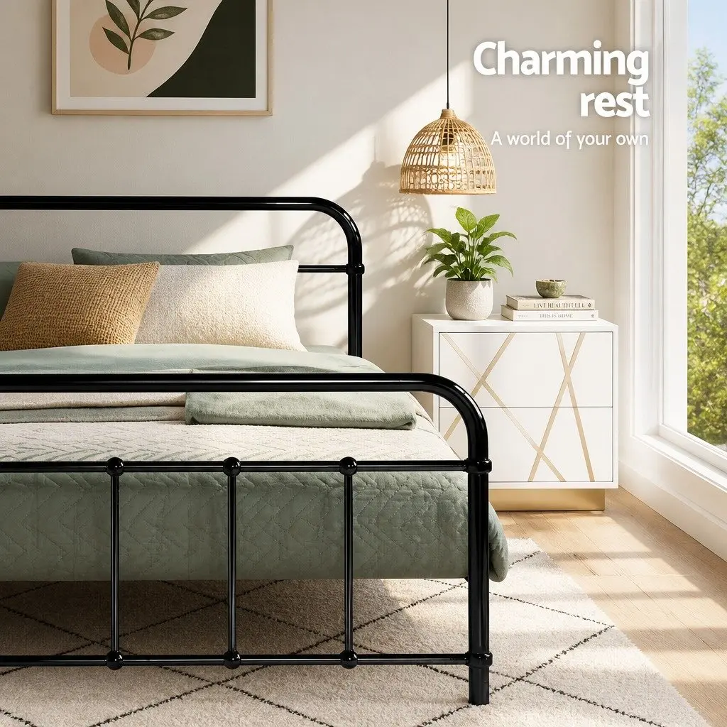 Queen Metal Bed Frame with Storage Space
