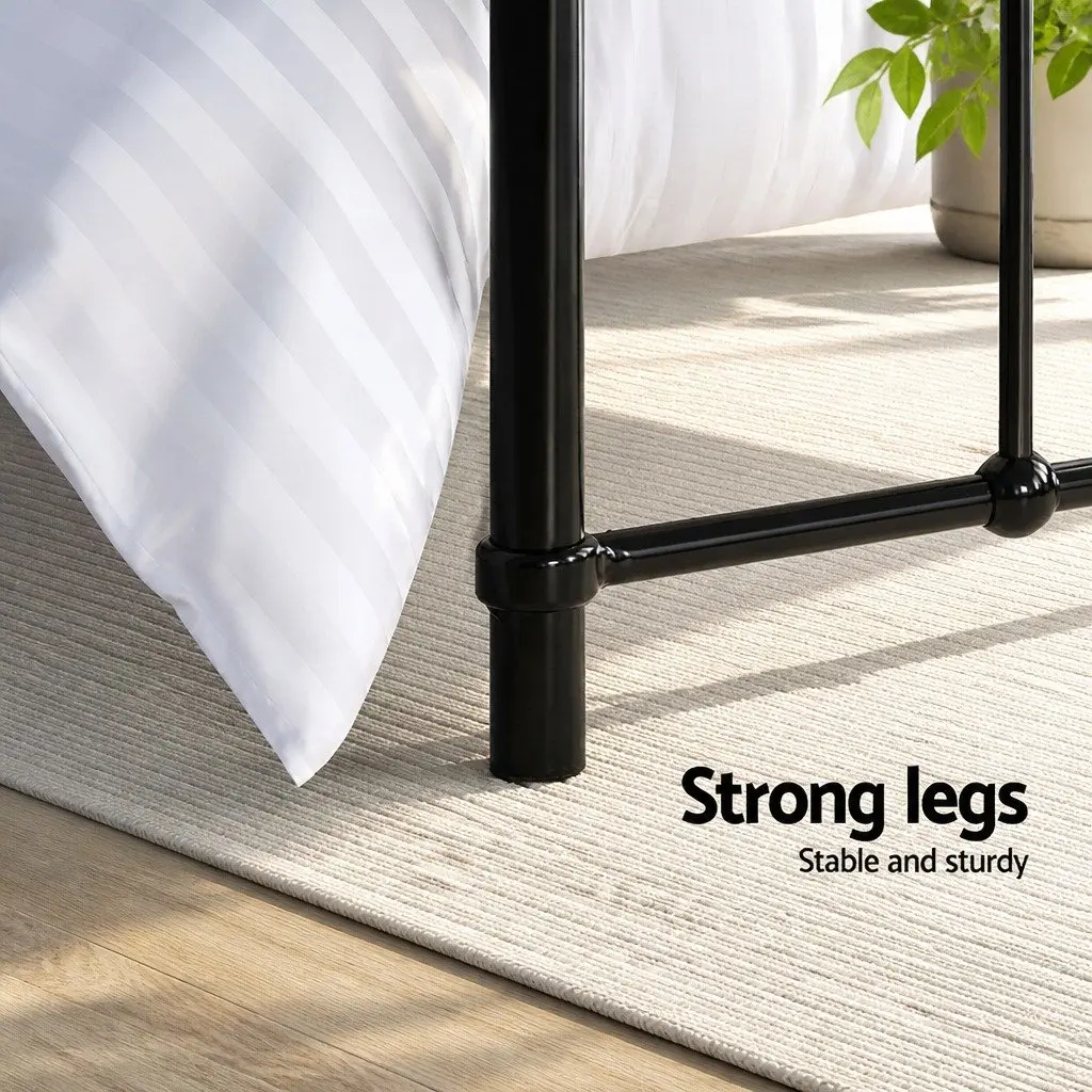 Single Metal Bed Frame Black Country Style Steel Bedroom Furniture