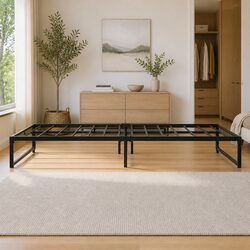 Reliable Queen Metal Bed Frame with Industrial Touch