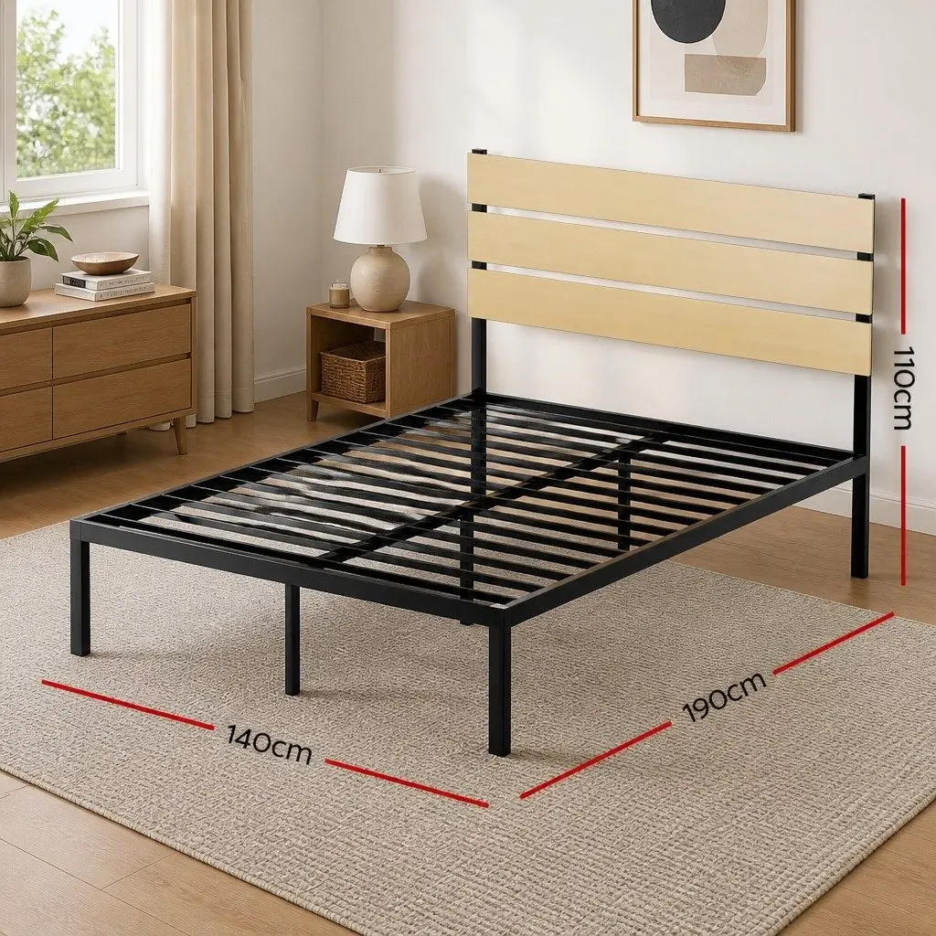 Black Metal Double Bed Frame for Comfort