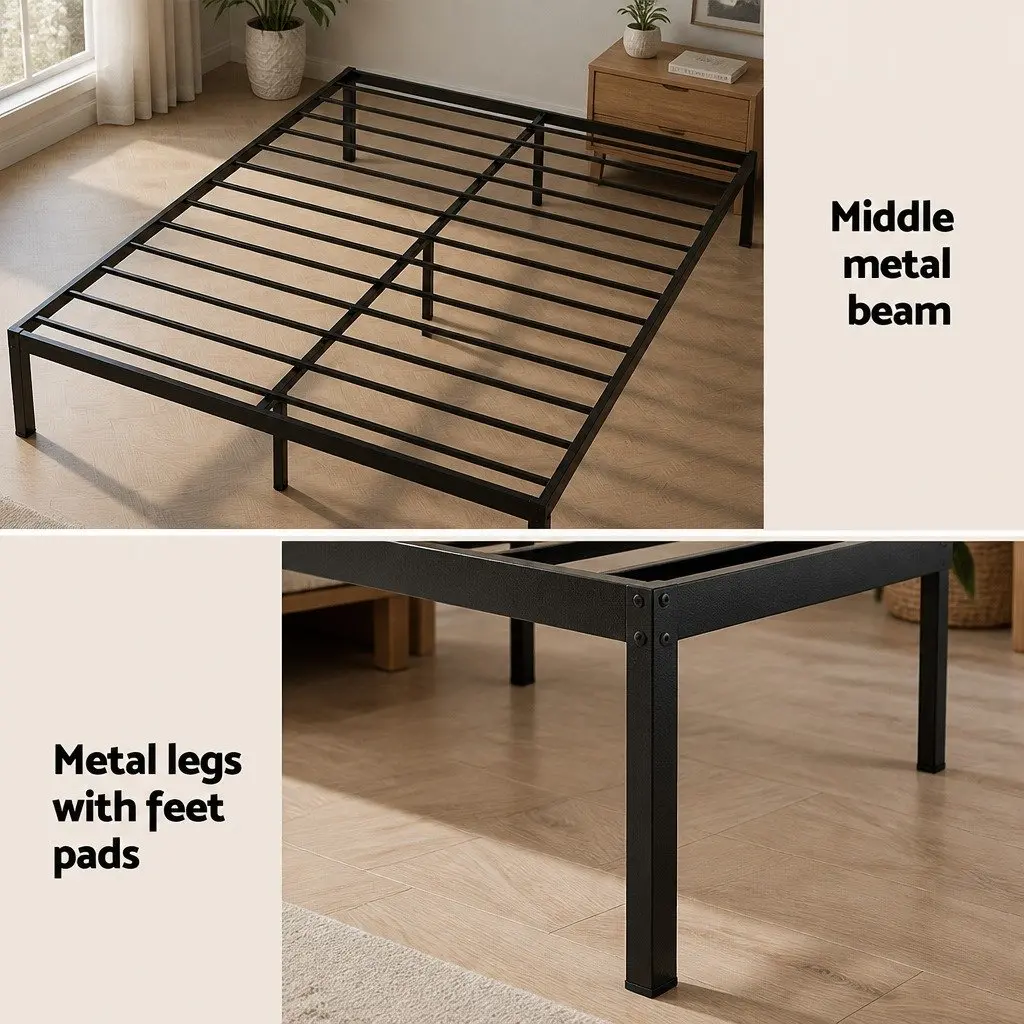 Black Metal Double Bed Frame for Comfort