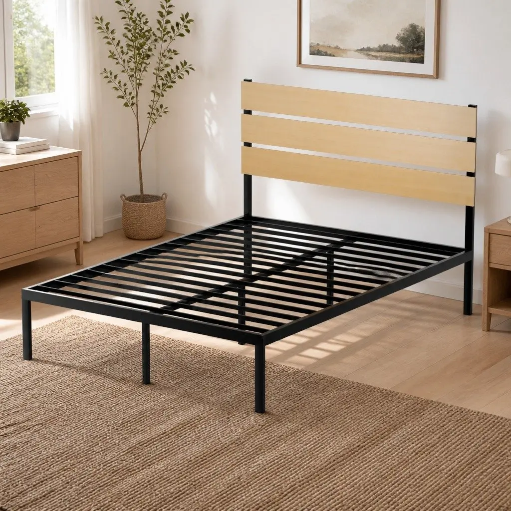 Black Metal Double Bed Frame for Comfort