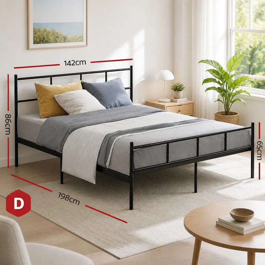 Double Metal Bed Frame Black Storage Underneath Standard Mattress 190cm x 137cm