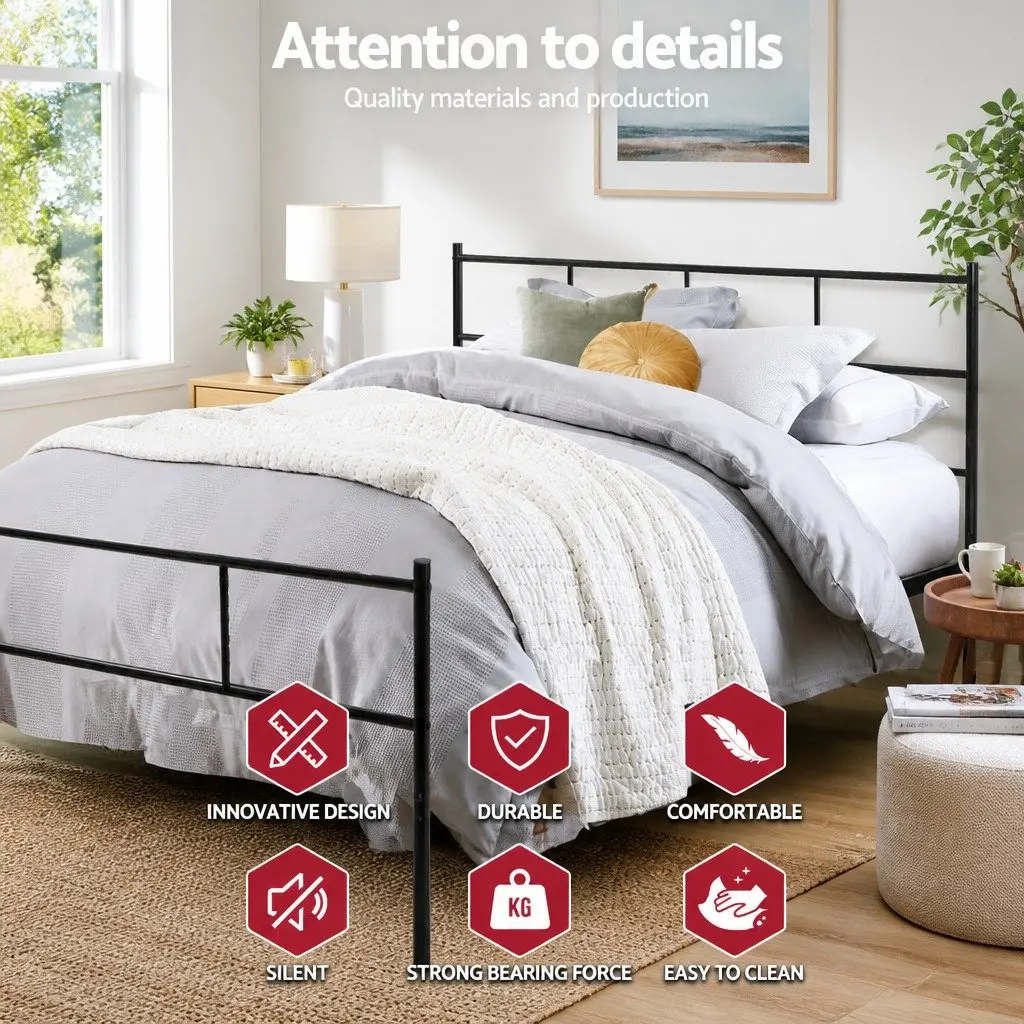 Double Metal Bed Frame Black Storage Underneath Standard Mattress 190cm x 137cm