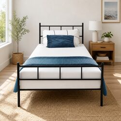 Reliable Black Steel Single Bed Frame for Everyday Use